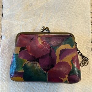 Patricia Nash Floral Leather Clutch in Purple and Green
